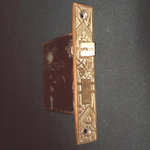 Antique Mortise Lock with Butterflies - Click Image to Close
